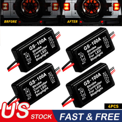 4pcs 12V GS-100A LED Brake Stop Light Strobe Flash Module Controller Box USA