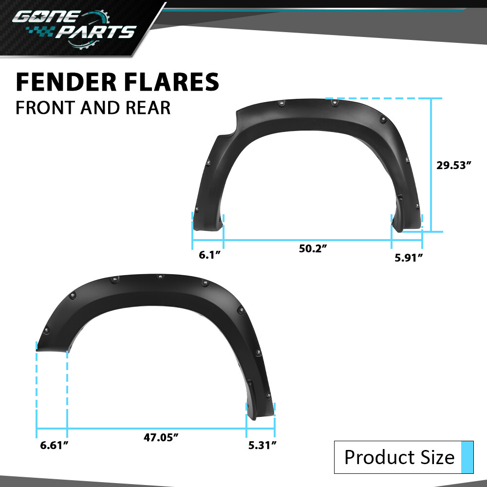 4pcs Front & Rear Fender Flares Pocket Bolt Rivet Fit For 2019-2021 Ram 1500