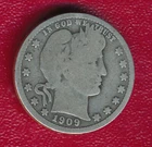 1909 BARBER SILVER QUARTER **VERY NICE CIRCULATED GOOD** SHIPS FREE!!