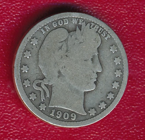1909 BARBER SILVER QUARTER **VERY NICE CIRCULATED GOOD** SHIPS FREE!!