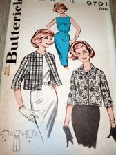 LOVELY VTG 1950s DRESS JACKET BUTTERICK Sewing Pattern 12/32 FF
