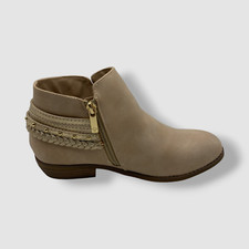  55 Nina Girls' Beige Faux Leather Shimmer Bootie Boot Shoes Size 5