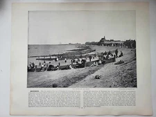 Vintage Antique Print 1895 Round the Coast Sheerness The Promenade and Beach