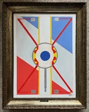 Vintage Abstract Surreal Shapes Painting Art Wall Hanging Signed REM Menges