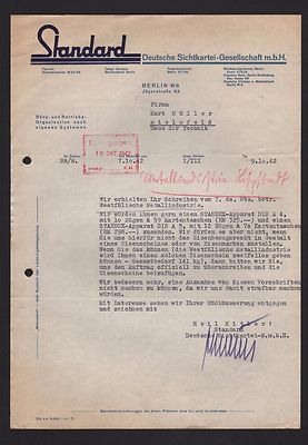 BERLIN, 2 x Brief 1942, Standard Deutsche Sichtkartei-GmbH 