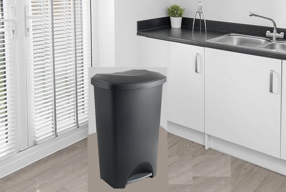 ADDIS 50 LITRE BIN DUSTBIN RUBBISH PAPER KITCHEN WASTE BIN ROLL TOP PEDAL BINS - Image 4 of 4