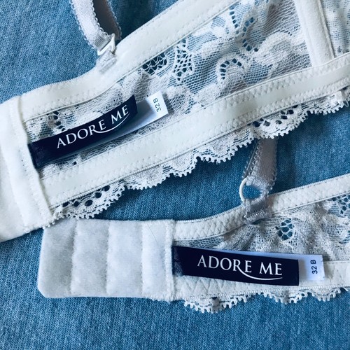 Adore Me Lingerie Bra 32B Contour Bras White Pink Beige Bow Floral Lace Lot of 2 - Picture 8 of 8