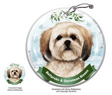 Lhasa Apso Bellyrubs and Christmas Kisses Holiday Ornament