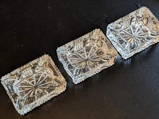 Vintage Cigarette Ashtrays Heavy Crystal Diamond Cut  Glass - NICE