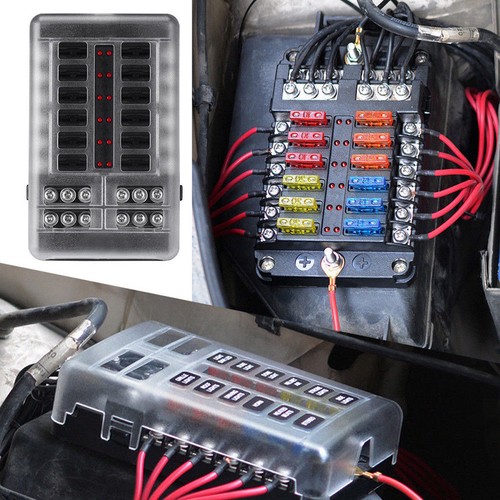 12 Way Auto Blade Box Block Current Safety LED Indicator Holder DC 12V 24V Car - Picture 9 of 12