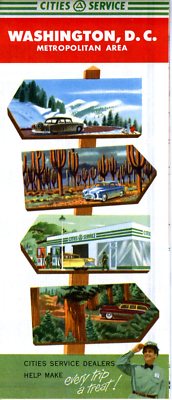 1954 Cities Service Road Map: Washington, D. C. NOS
