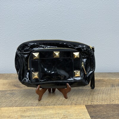 Franchi Collection Blk Patent Leather w/Lg. Gold Studded & Lg. Zipper Pull...