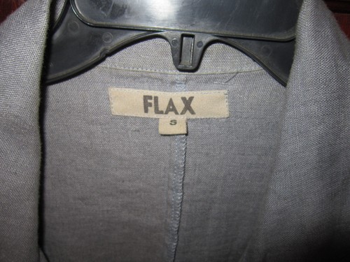 FLAX S 100% Linen Duster Jacket Coat Lagenlook Pockets Oversized Dusty Blue Gray - Picture 3 of 3