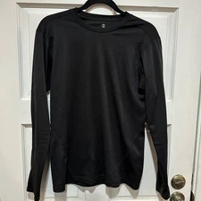 Lands' End Shirt Black Pullover Long Sleeve Base Layer Stretch Ski Mens Small
