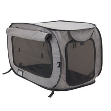 Medium Soft-Sided Pop-Open Cat Dog Travel Kennel, Gray