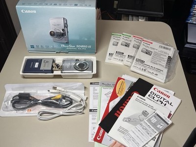 Canon PowerShot SD850 IS Digital ELPH Silver W/ Box,Battery,Charger&Instructions