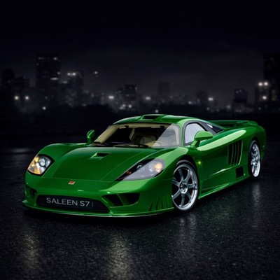 Saleen S7 Green Supercar Poster Night Edition Wandbild