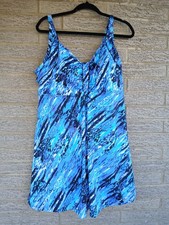 NWT Swimsuits For All Blue Brushstrokes One-piece Swim Dress Size 20
