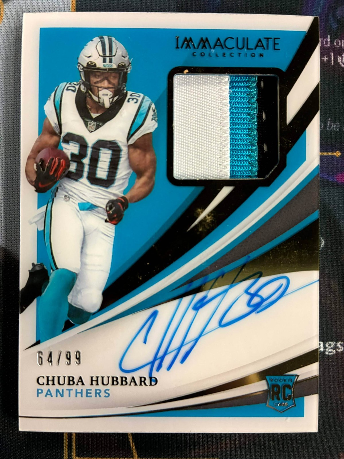 Chuba Hubbard 2021 Panini Immaculate Collection Rookie Patch Auto /99 #137