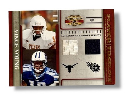 2007 Donruss Gridiron Gear Vince Young Player Timeline 60/100 Game Worn Jersey