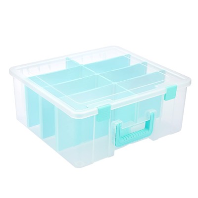 Clear Plastic Dividing Storage Box with 8 Deep Compartments Adjustable Storag...