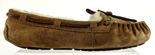 UGG Australia Women's Moccasin Slipper Shoes Brown Fur Lined 2 Eye Lace Up 7