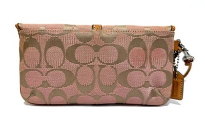 RARE Coach Vintage Y2K Hamptons Pink Canvas Buckle Clip Purse Bag