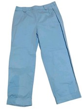 Talbots Cropped Pants Size 8 Stretch Robin Egg Blue Lt Blue Crop Side Zip