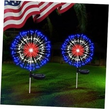 4th of July Decorations Solar Firework Lights Pack 186 LED Red White and Blue 2