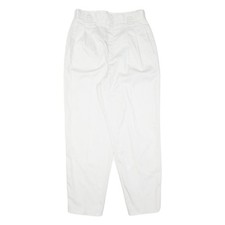 Bianco Donna Regular Fit Misto Cotone Zip Pantaloni W30 L30 Moda Leggero