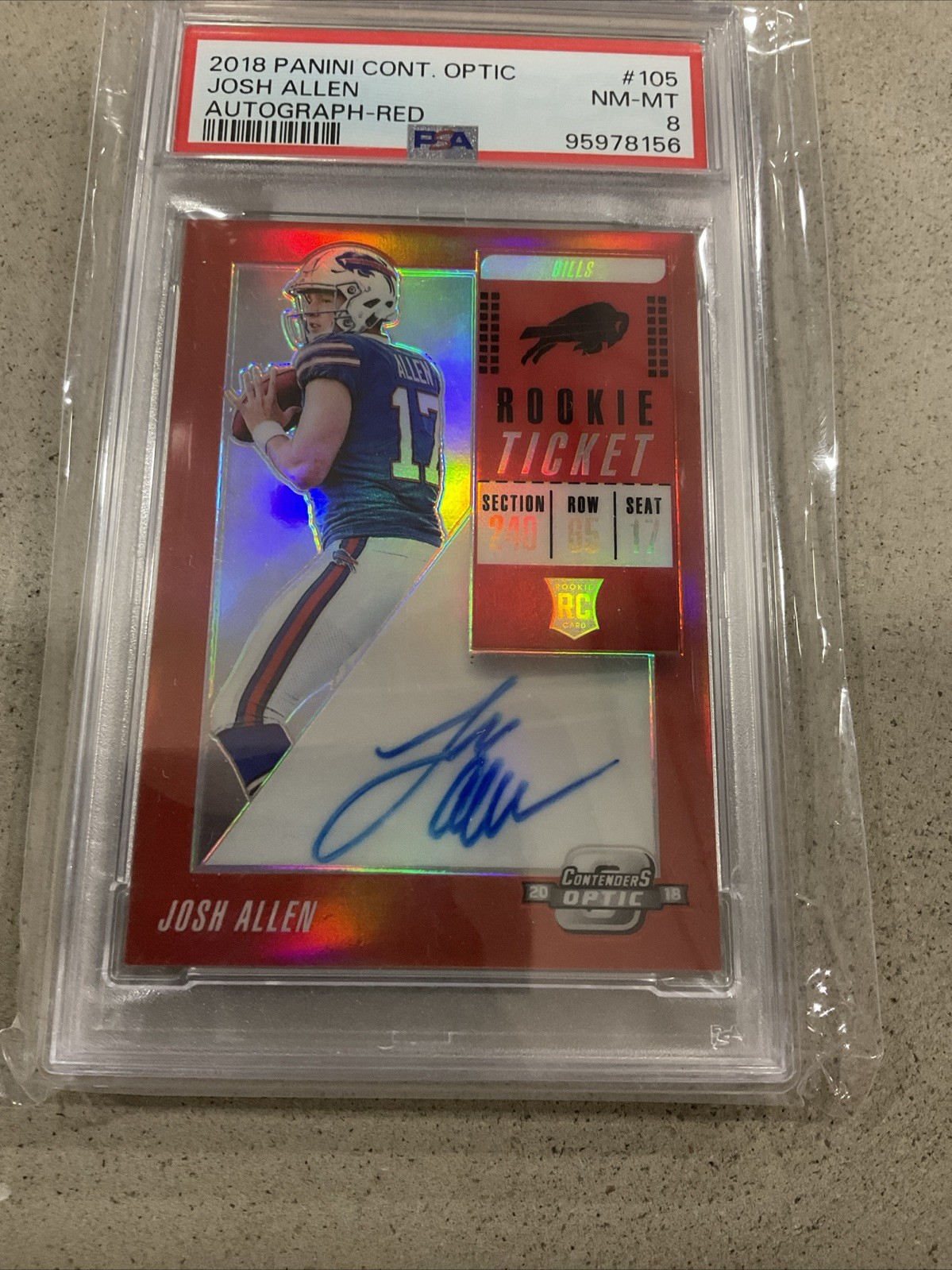 2018 Panini Contenders Optic - Rookie Ticket RPS Autographs Josh Allen #105 Red view 5