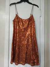 Urban Outfitters Bronze Gretta Sequin Slip Mini Dress Size Large 