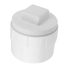 4" PVC Sewer Cleanout Adapter with Plug Pipe Fitting, PVC DWV Flush 4 Inch
