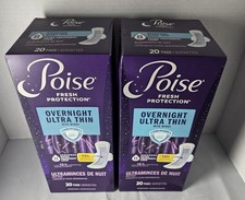 Poise Overnight Ultra Thin Pads w/Wings, 8 Extra Absorbent, 40ct