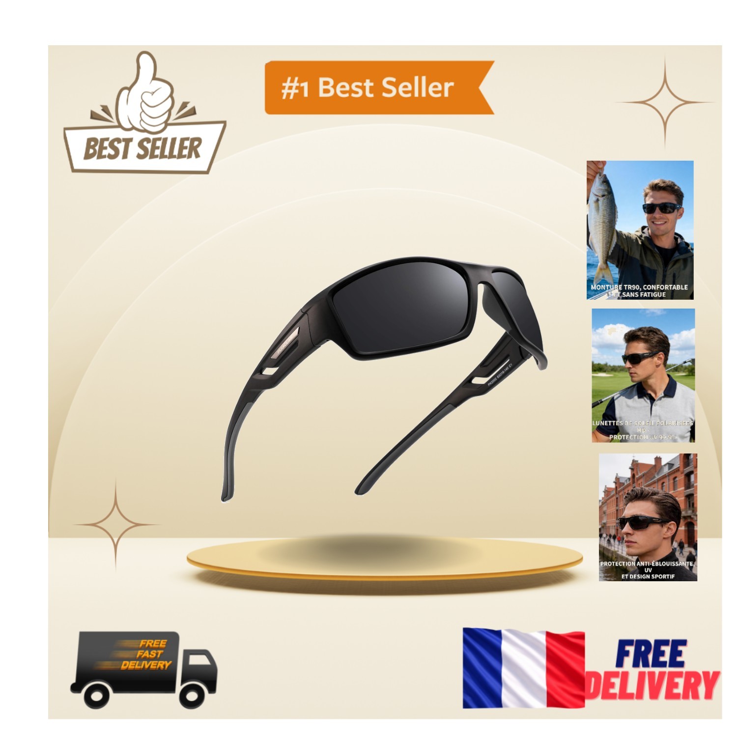 Lunettes de soleil UV400 vintage PUKCLAR ultra-légères en TR90 noir pour homme et femme