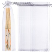 50 Pcs sheer fan bags Drawstring Organza Bags Organza Bags Handheld Fan