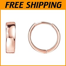 925 Sterling Silver Post Huggie Earrings - Rose Gold