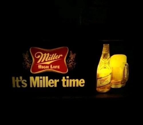 Vintage 1980's It’s Miller Time Miller High Life Light-up Lighted Bar Beer Sign