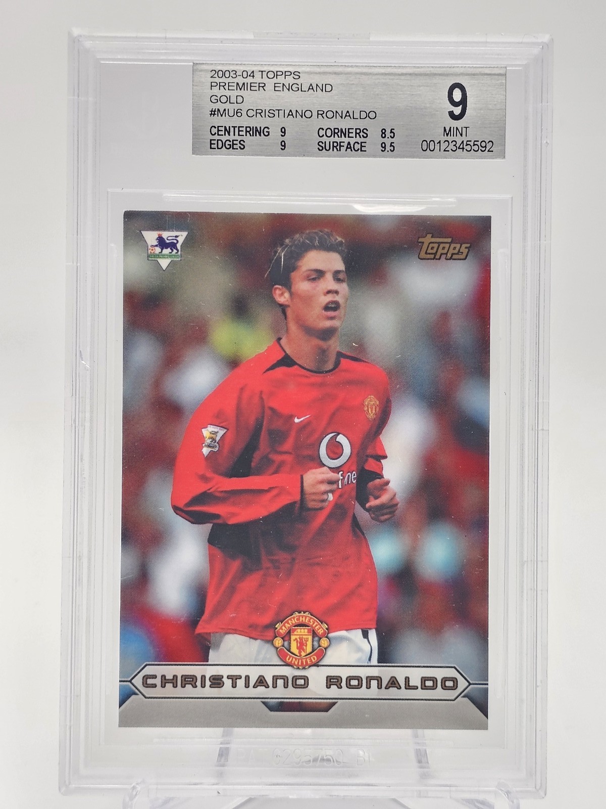 CRISTIANO RONALDO 2003-04 TOPPS PREMIER ENGLAND GOLD ROOKIE RC #MU6 BGS 9 Q7504