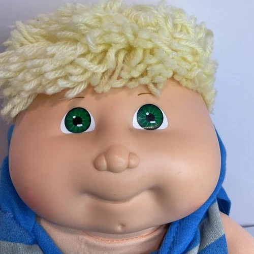 Vintage Cabbage Patch Kids Boy Blonde Hair Green Eyes Coleco “CPK” Clothing 1989