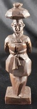 Vintage Hand Carved Figurine Woman Indian Asian Carrying Baby Papoose