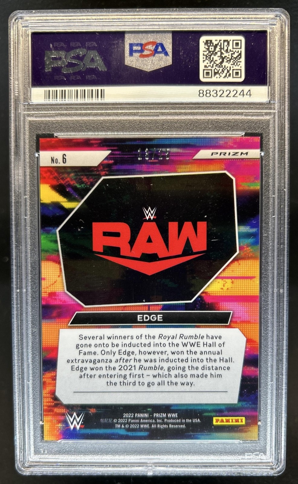 2022 Panini Prizm WWE Edge Next Level Mojo #/25 PSA 10 GEM MINT view 2