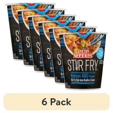 Nissin Cup Noodles Stir Fry Korean BBQ Ramen 2.89 oz Cups | 6-Pack | Instant Sti