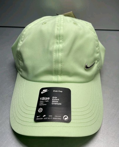 NEW Nike Kids Boys Girls Dri-FIT Unstructured Metal Swoosh Hat Cap Green