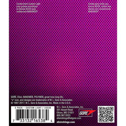 Elixir Bonus Pck 80/20 Bronze Acoustic Guitar Strings NANOWEB Custom Light 11-52 - Picture 2 of 3