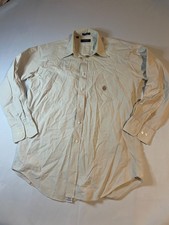 Chaps Ralph Lauren Shirt Men 15.5 32/33 Beige Button Up Long Sleeve Business
