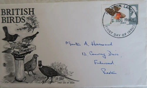 1966 STUART FDC - BRITISH WILD BIRDS - PRESTON LANCS
