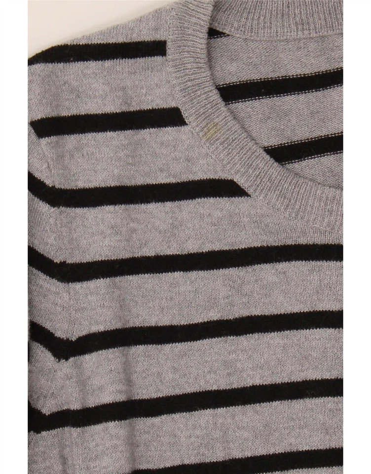 Suéter Jersey MICHAEL KORS Mujer Cuello Barco Reino Unido 14 Grande Gris Rayas DP54 Foto 3 de 4