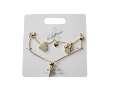 2025 DISNEY PARKS Mickey  Minnie Mouse Adjustable Slider Gold Tone Bracelet
