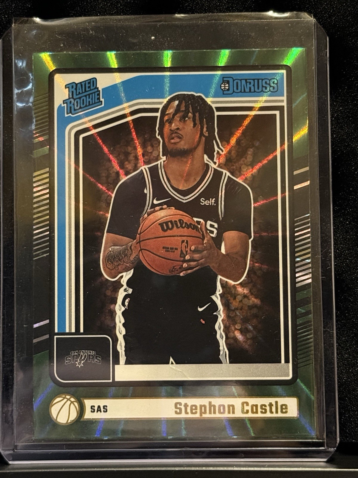 2024-25 Panini Donruss - Rated Rookie Stephon Castle #244 Holo Green Laser (RC)